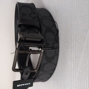 Coach Double Bar Buckle Reversible Belt, 38mm Width